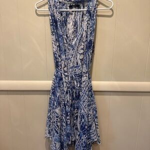 Ark & Co Blue and White Asymmetrical A-line Sundress